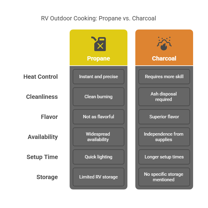2. RV Outdoor Cooking- Propane vs. Charcoal